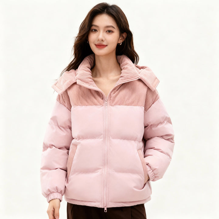 Women's Insulated Puffer Jacket with Cozy Lining and Adjustable Hood System