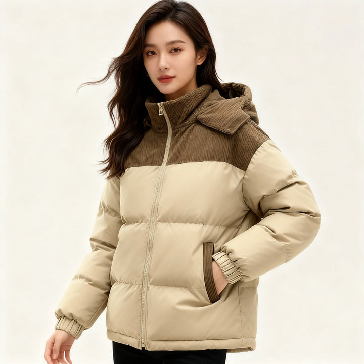 Women's Insulated Puffer Jacket with Cozy Lining and Adjustable Hood System