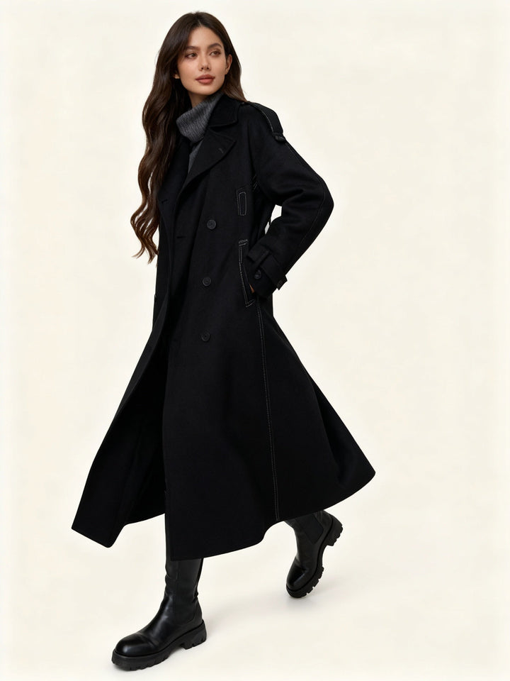 Women's Bouclé Coat with Button Details - Elegant & Timeless