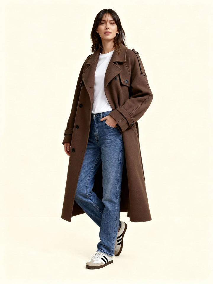 Women's Bouclé Coat with Button Details - Elegant & Timeless