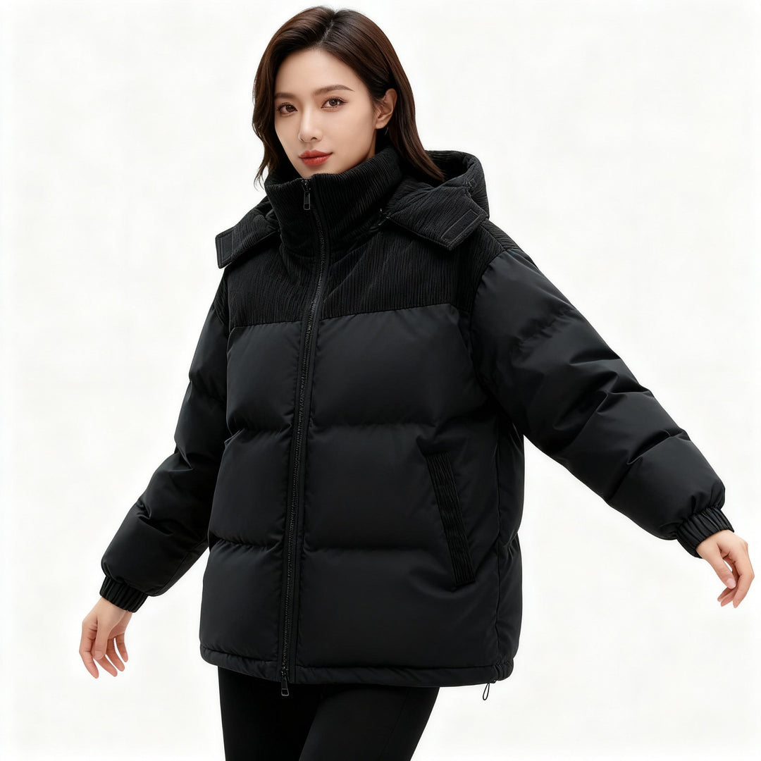 Women's Insulated Puffer Jacket with Cozy Lining and Adjustable Hood System
