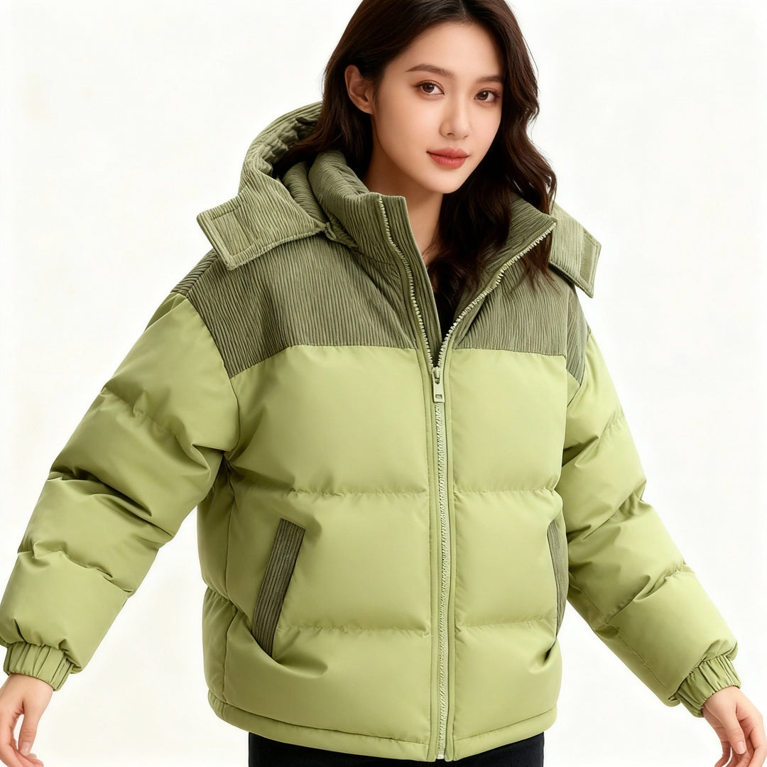 Women's Insulated Puffer Jacket with Cozy Lining and Adjustable Hood System