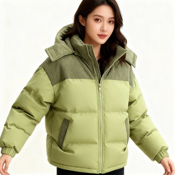 Women's Insulated Puffer Jacket with Cozy Lining and Adjustable Hood System