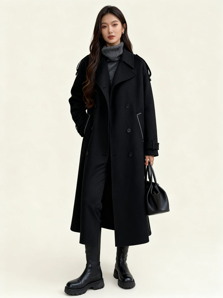 Women's Bouclé Coat with Button Details - Elegant & Timeless