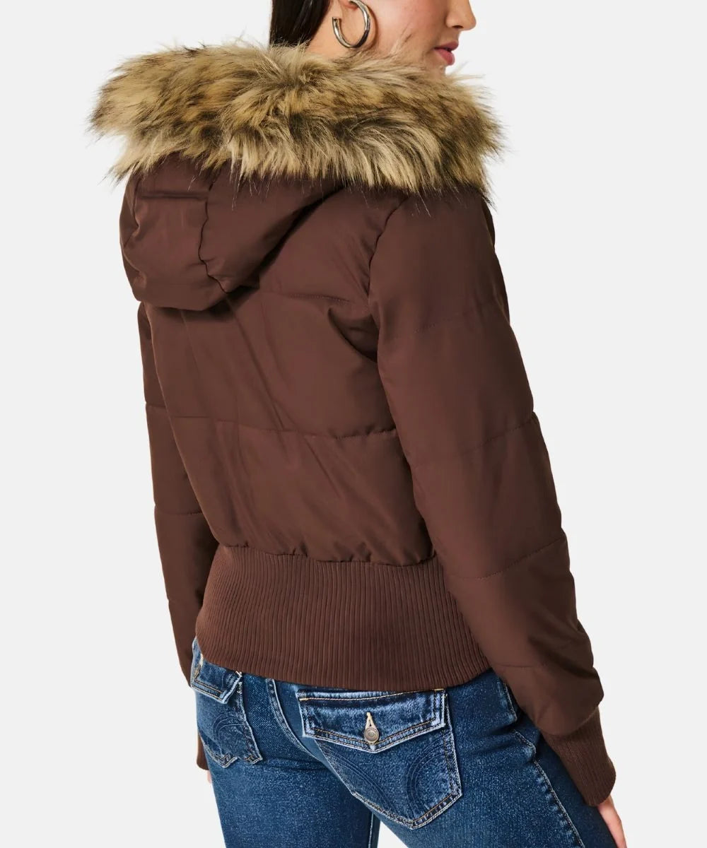 Women's Quilted Winter Jacket with Warm & Detachable Hood