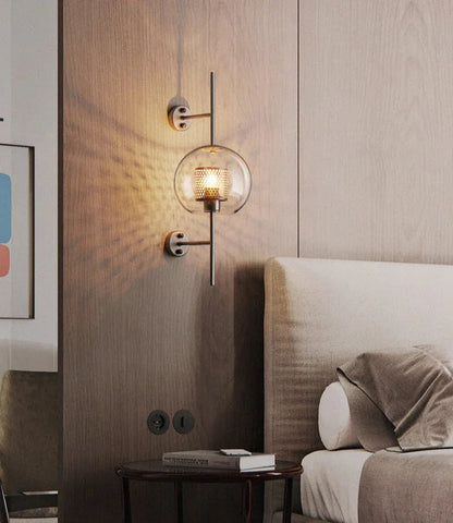 Kiki's Way | Allegro Brass Wall Light – Honeycomb & Glass Globe
