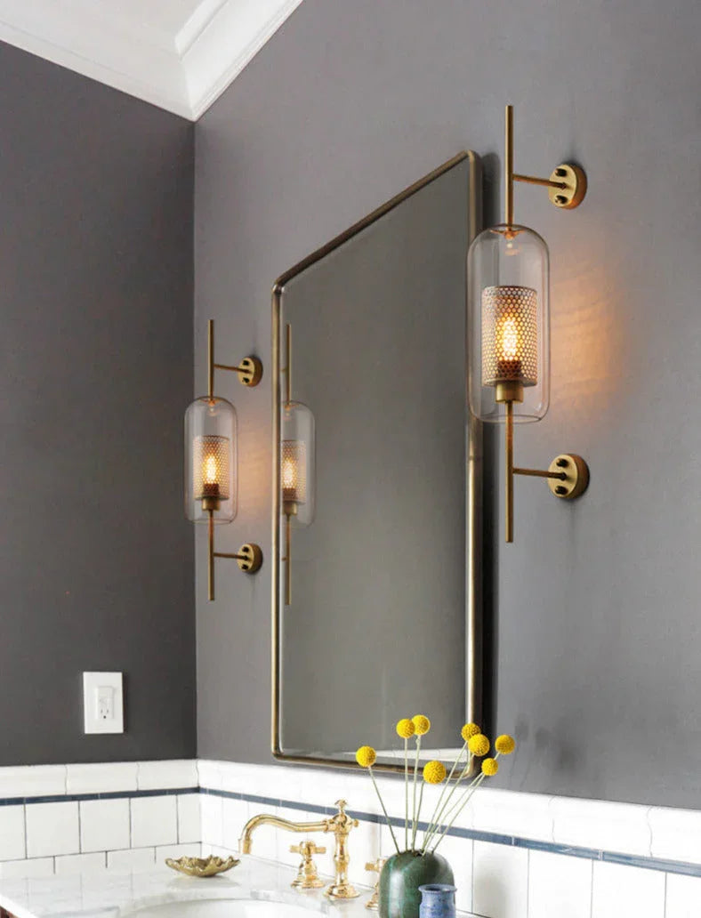 Kiki's Way | Allegro Brass Wall Light – Honeycomb & Glass Globe