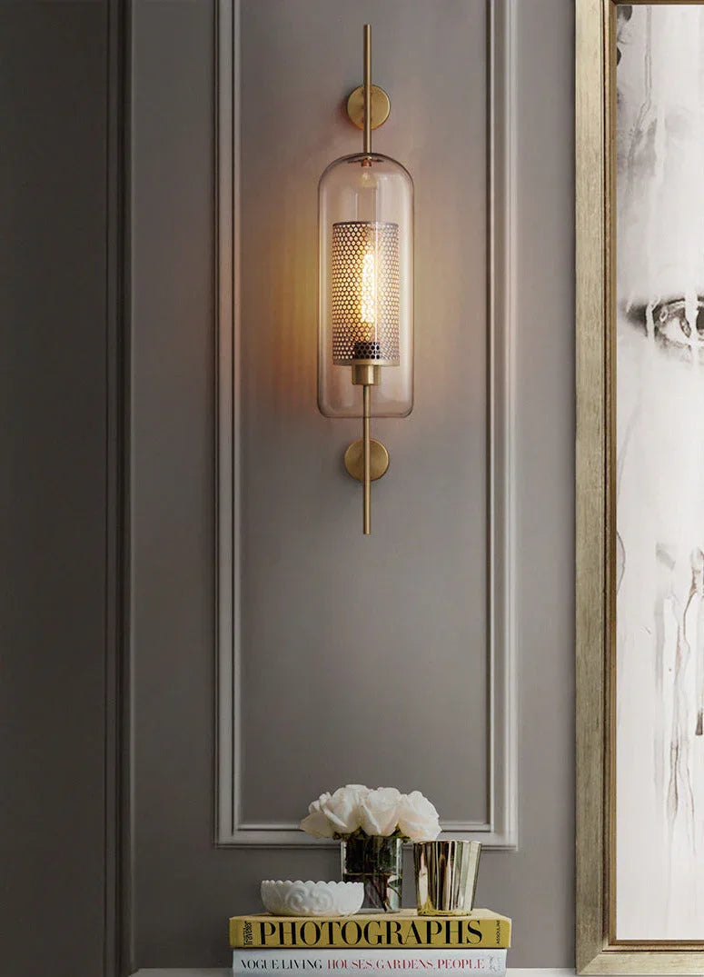 Kiki's Way | Allegro Brass Wall Light – Honeycomb & Glass Globe