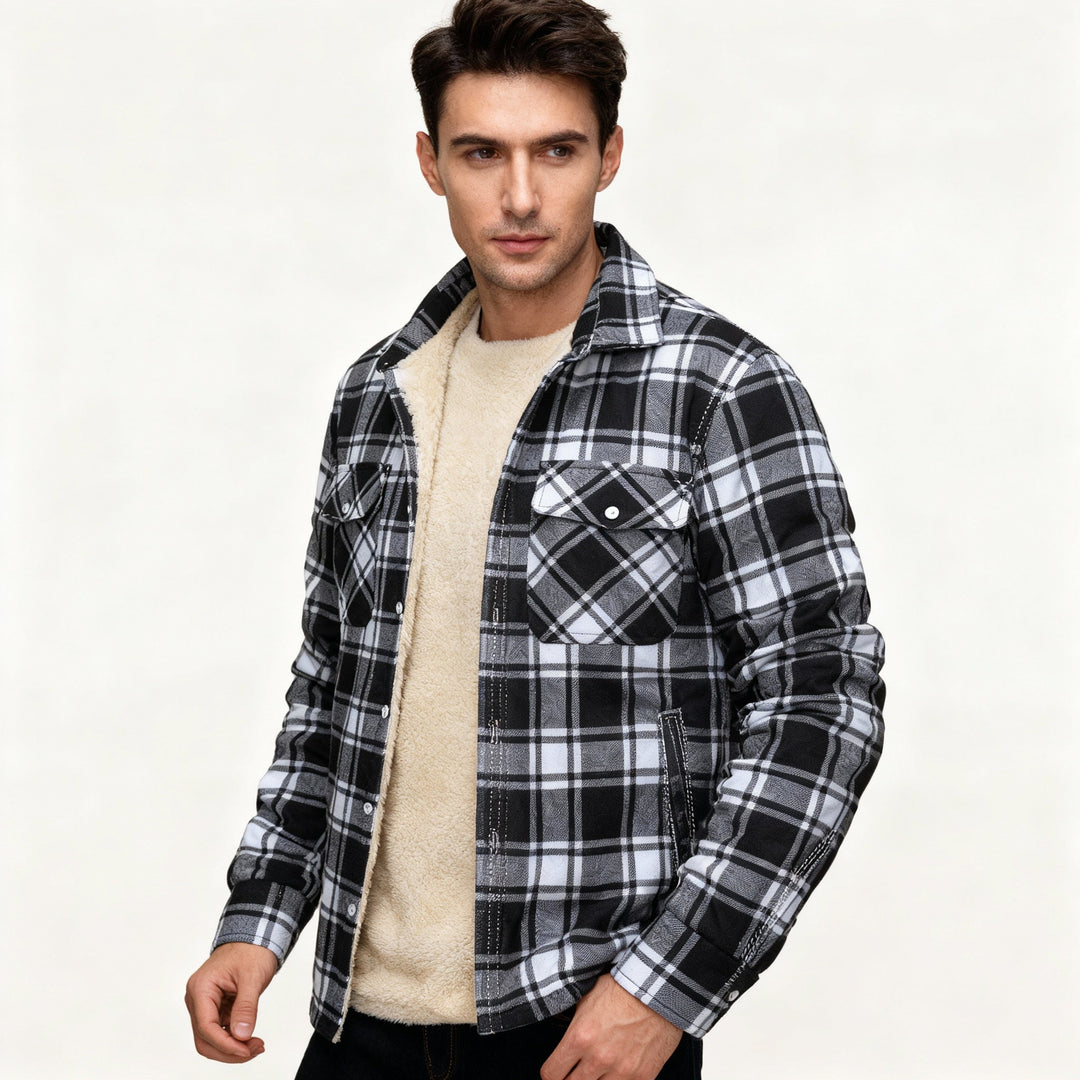 Fleece-Lined Plaid Jacket - Warm & Stylish
