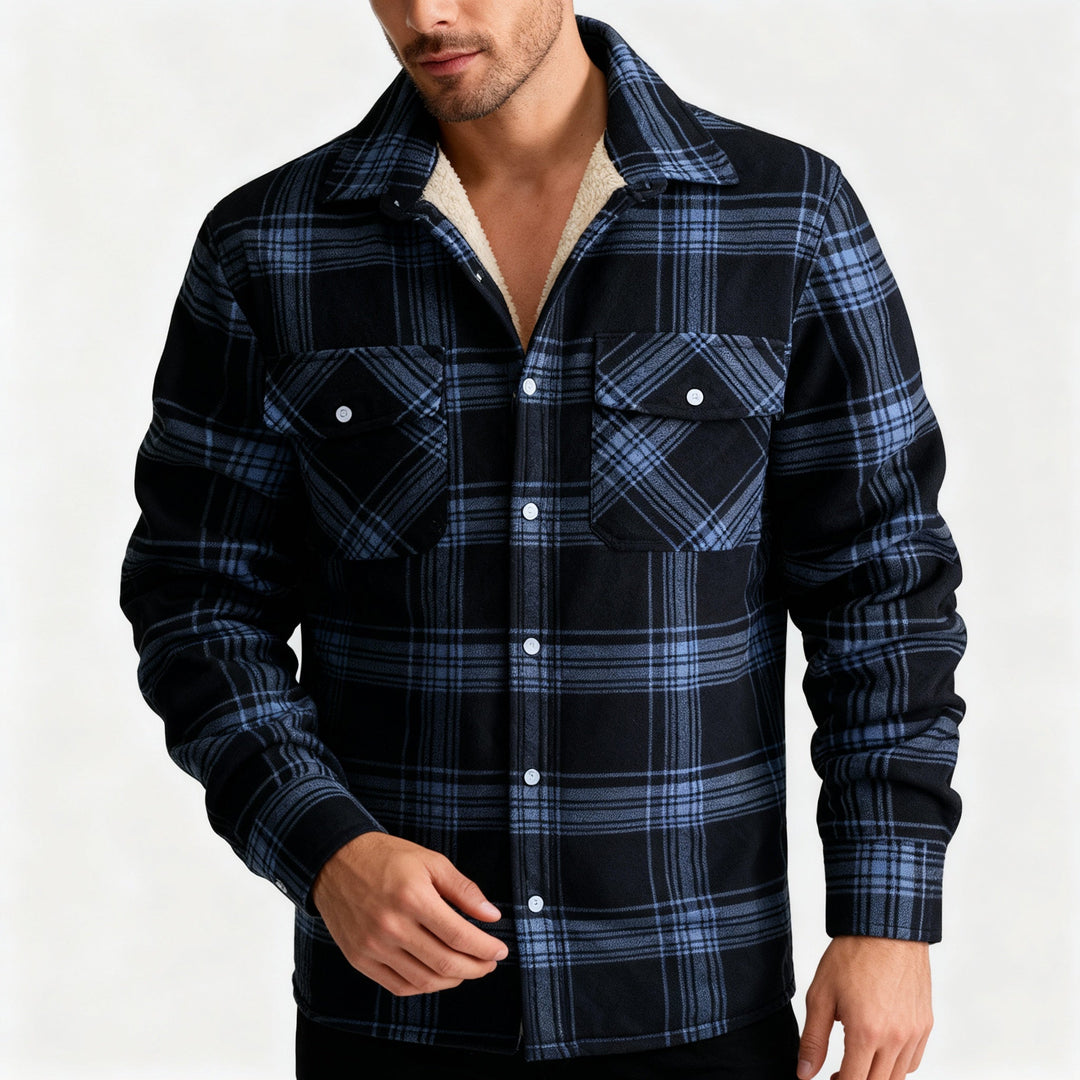 Fleece-Lined Plaid Jacket - Warm & Stylish