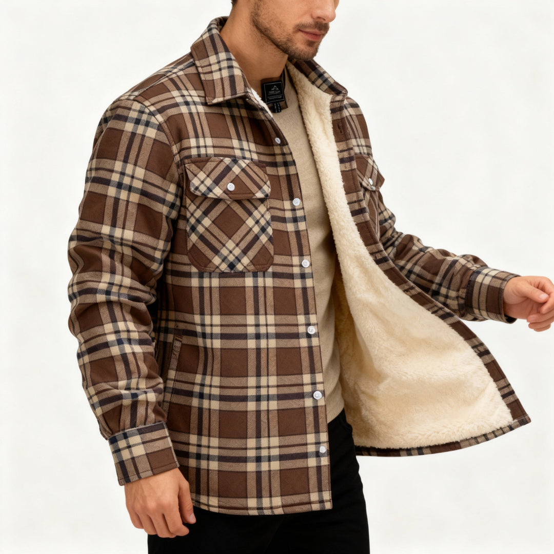 Fleece-Lined Plaid Jacket - Warm & Stylish
