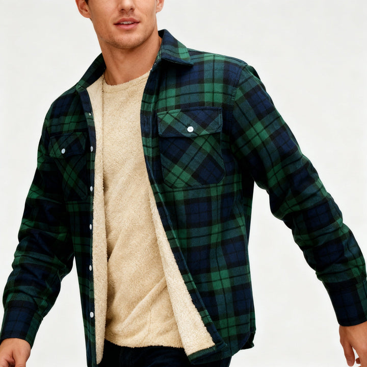 Fleece-Lined Plaid Jacket - Warm & Stylish