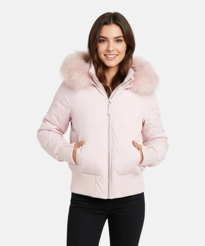 Women's Quilted Winter Jacket with Warm & Detachable Hood