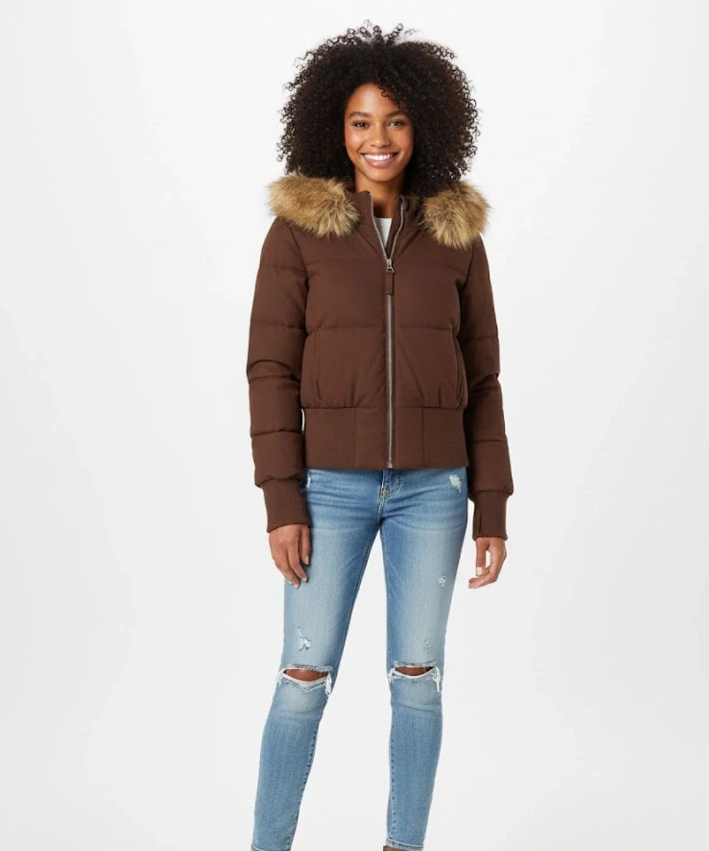 Women's Quilted Winter Jacket with Warm & Detachable Hood