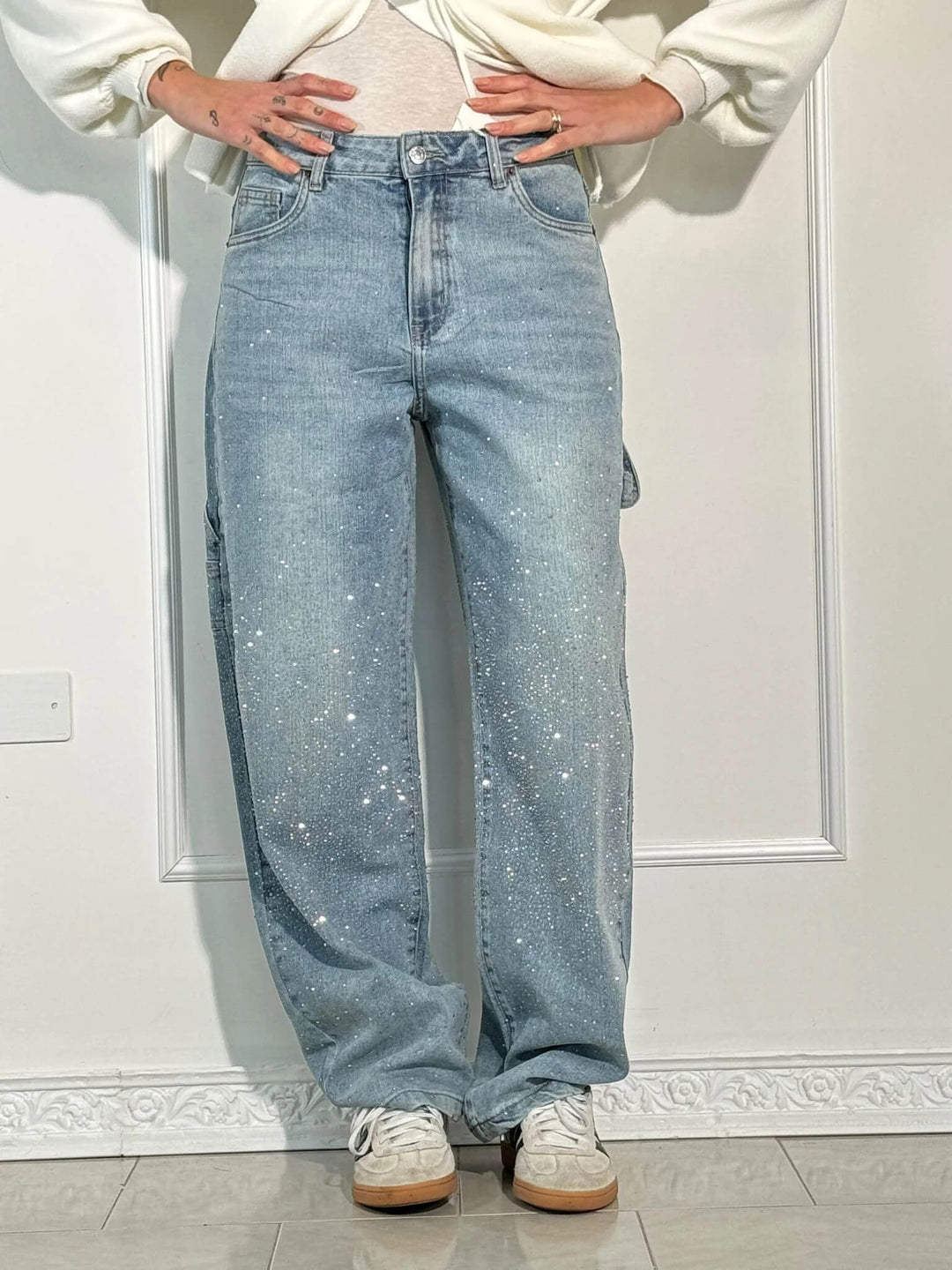 Women's Jeans with Diamond Look & Classic Cut