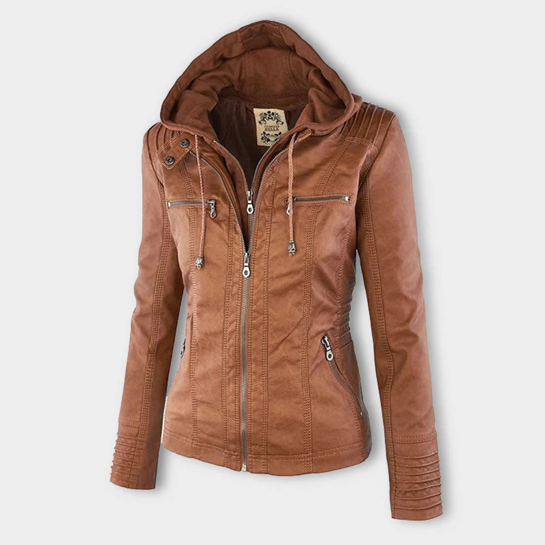 Weatherproof Women's Faux Leather Jacket with Hood