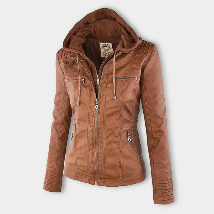 Weatherproof Women's Faux Leather Jacket with Hood