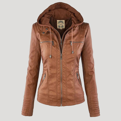 Weatherproof Women's Faux Leather Jacket with Hood