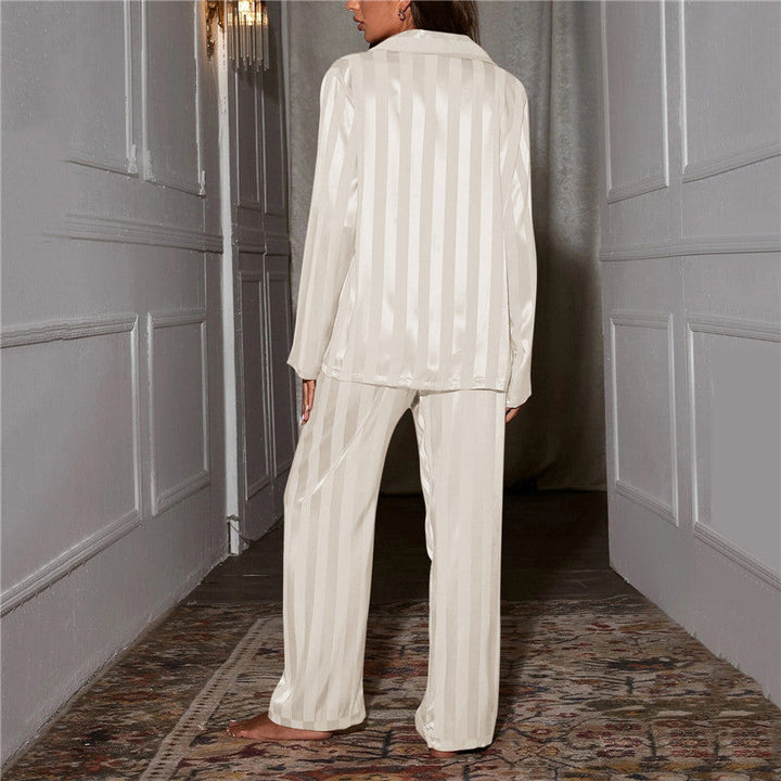 Women's Pajama Set in Satin Look with Striped Pattern