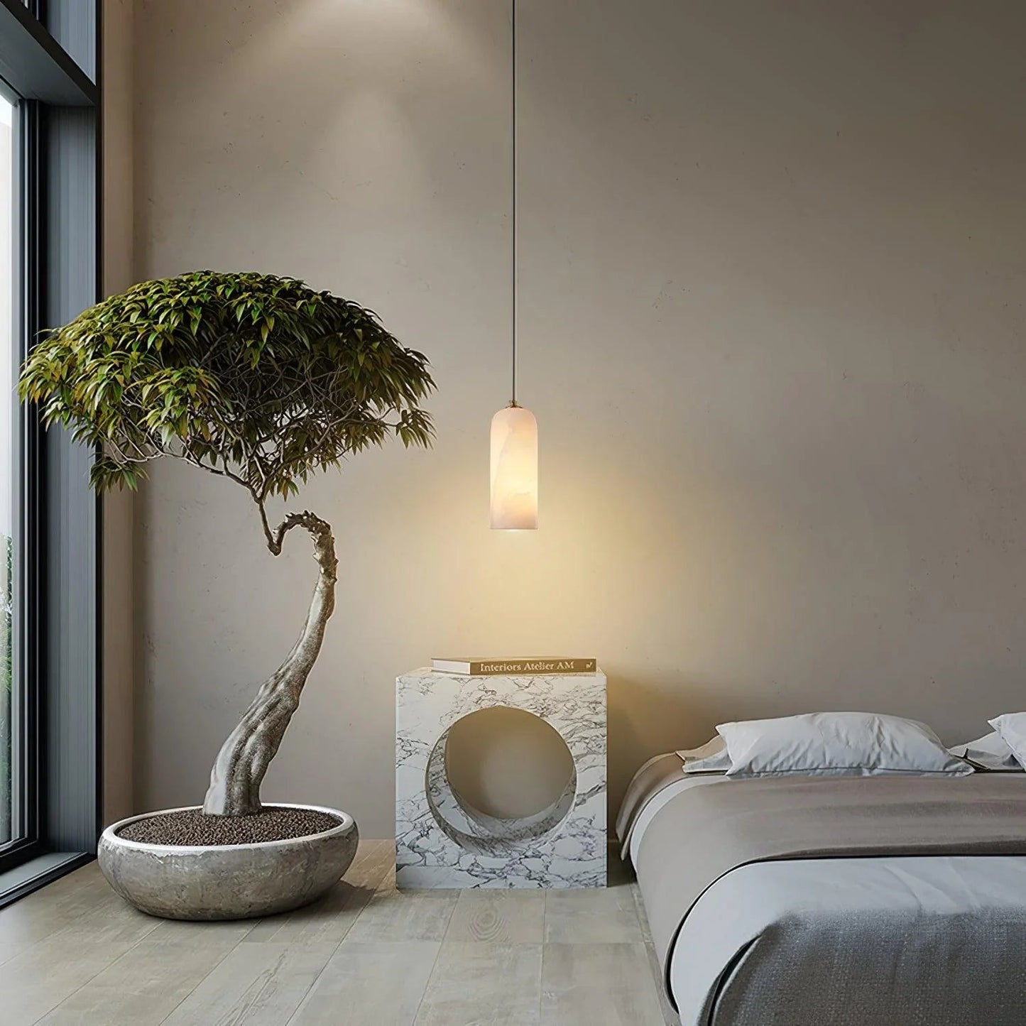 Kiki's Way | Drophe Alabaster Pendant Light – Brushed Copper, E14