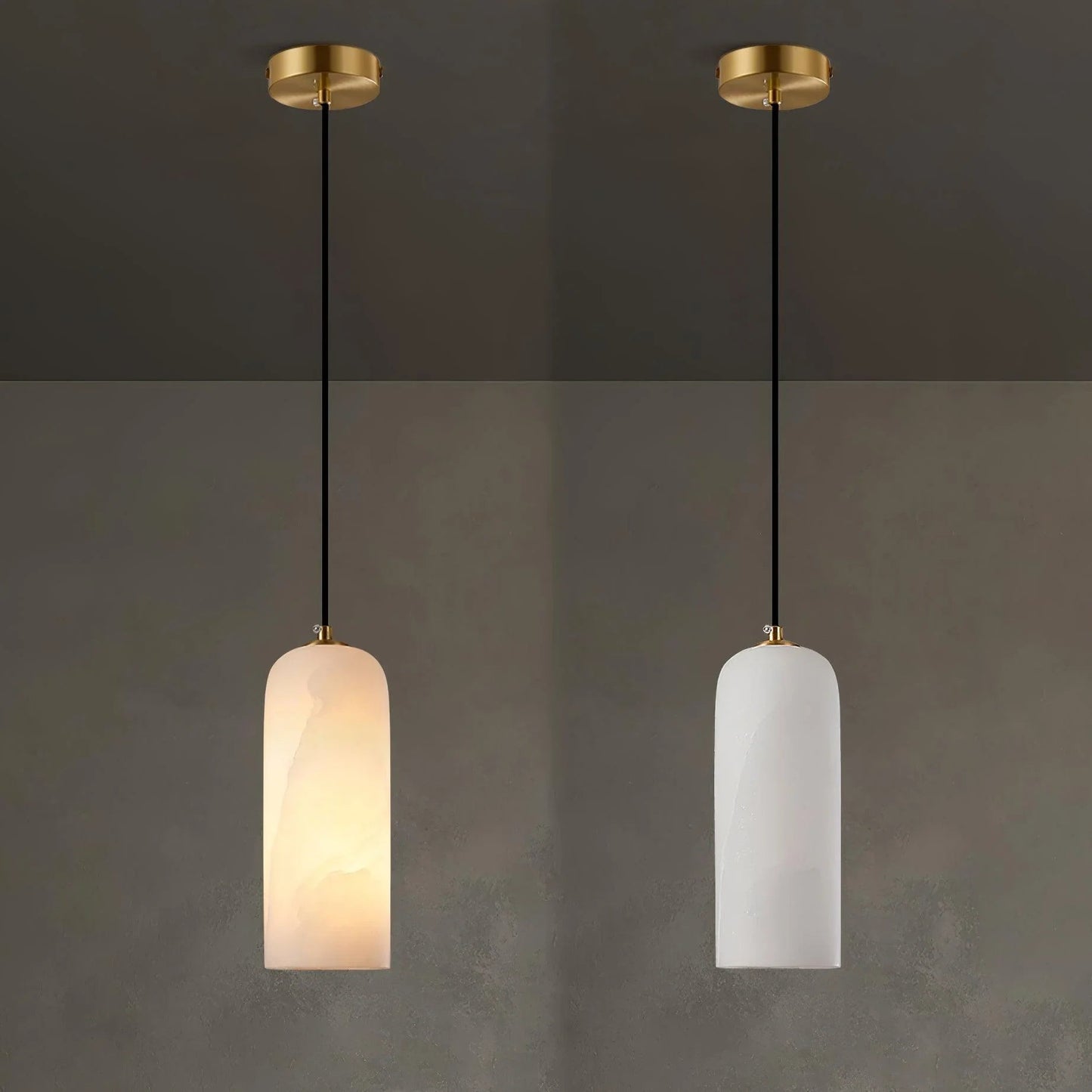Kiki's Way | Drophe Alabaster Pendant Light – Brushed Copper, E14