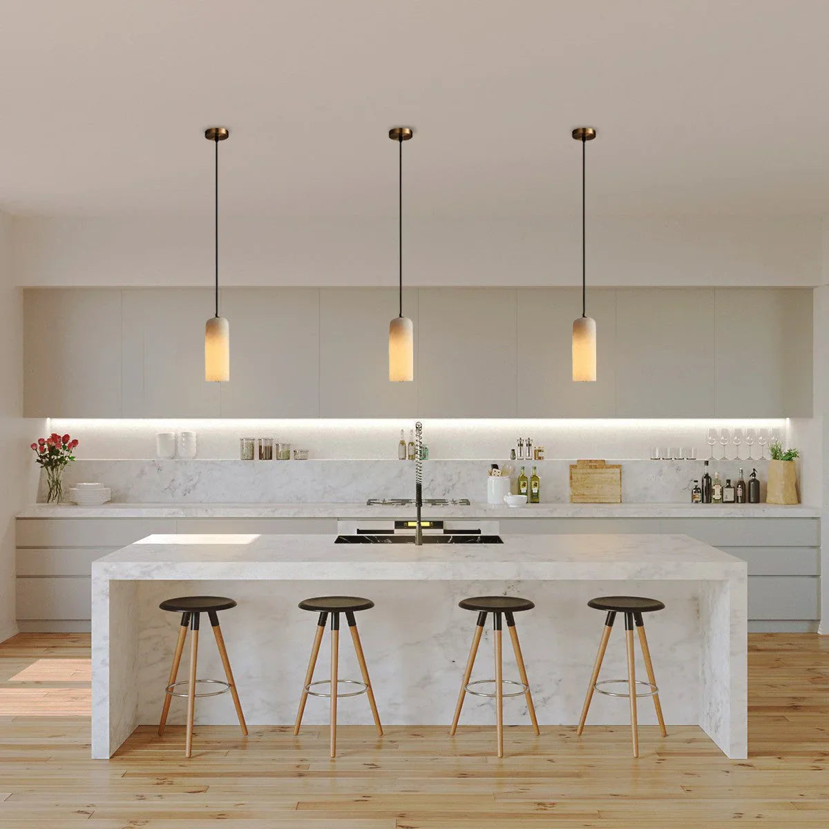 Kiki's Way | Drophe Alabaster Pendant Light – Brushed Copper, E14