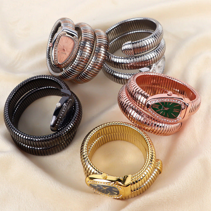 Snake Watch with Quartz Movement and Personalized Bracelet