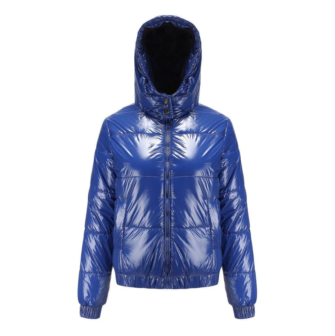 Women's High-Gloss Quilted Jacket with Detachable Hood