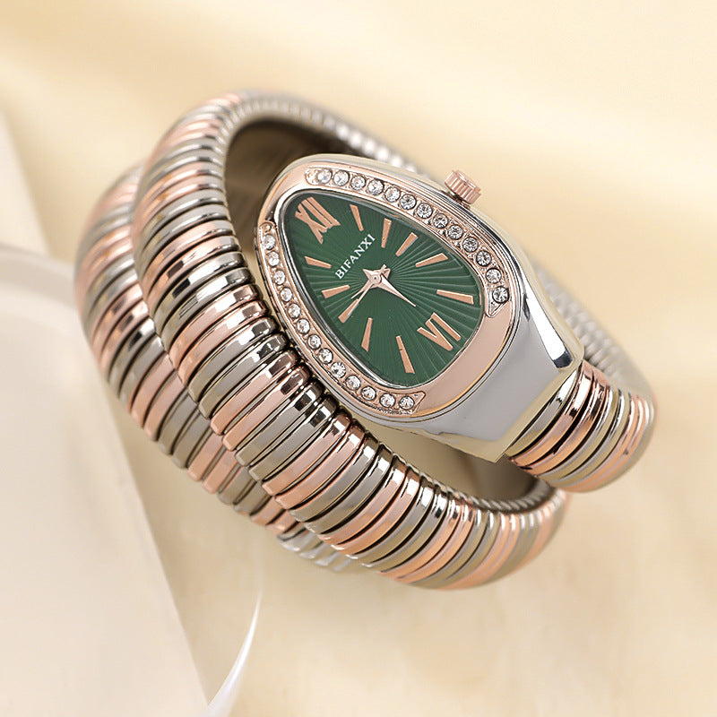 Snake Watch with Quartz Movement and Personalized Bracelet