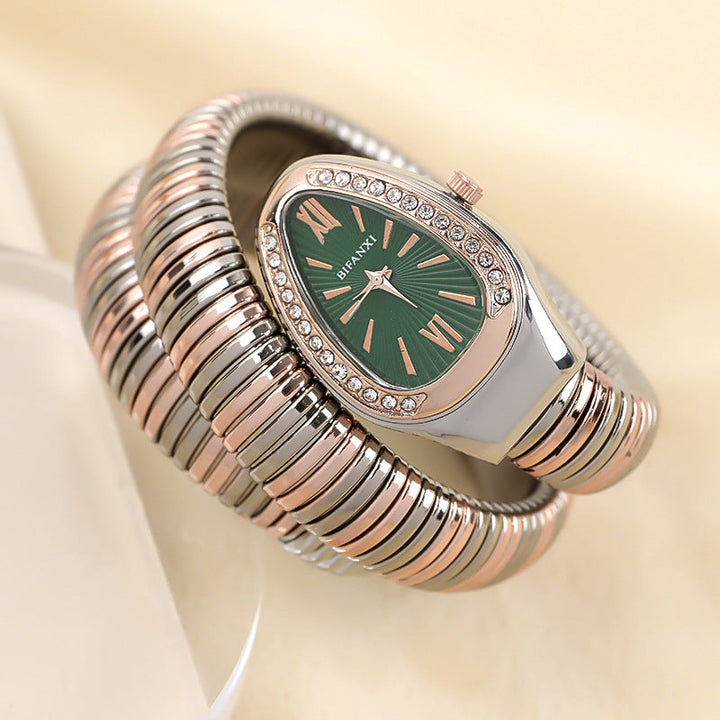 Snake Watch with Quartz Movement and Personalized Bracelet