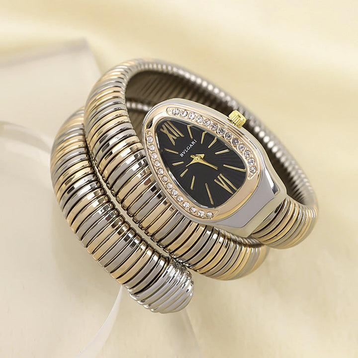 Snake Watch with Quartz Movement and Personalized Bracelet
