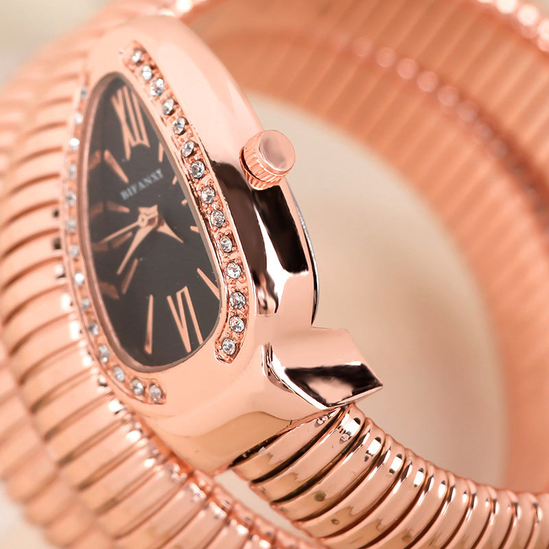 Snake Watch with Quartz Movement and Personalized Bracelet