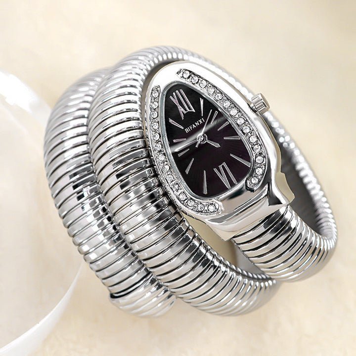 Snake Watch with Quartz Movement and Personalized Bracelet