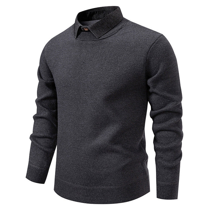 Men's Knit Sweater with Contrast Collar