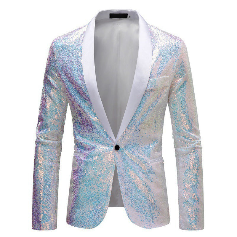 Men's Sequin Blazer with Shawl Collar