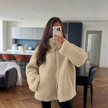 Women's Oversized Fleece Jacket - Soft, Warm & Casual