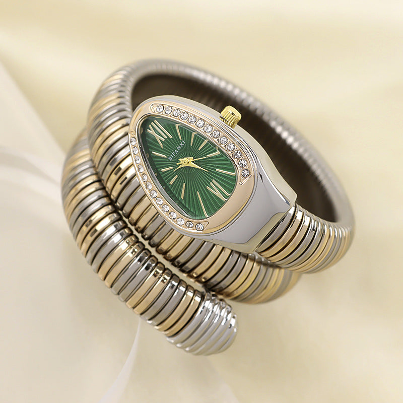 Snake Watch with Quartz Movement and Personalized Bracelet