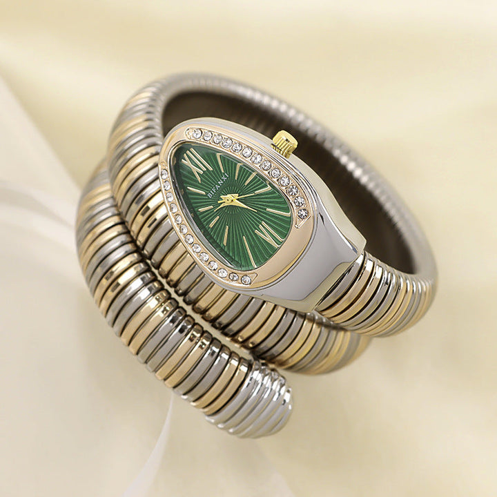 Snake Watch with Quartz Movement and Personalized Bracelet