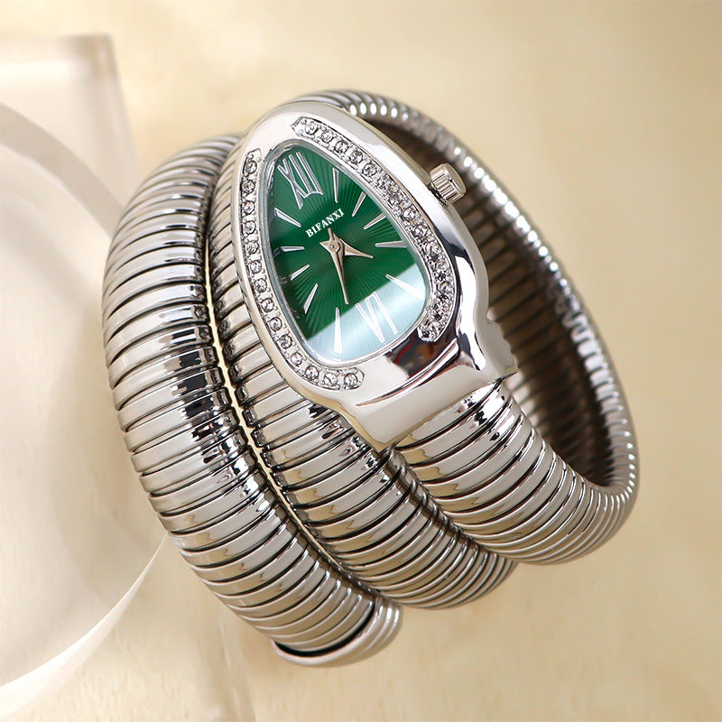 Snake Watch with Quartz Movement and Personalized Bracelet