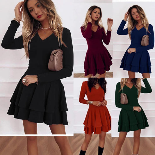 Women's Wrap Dress with Ruffle Details and Elegant Fit