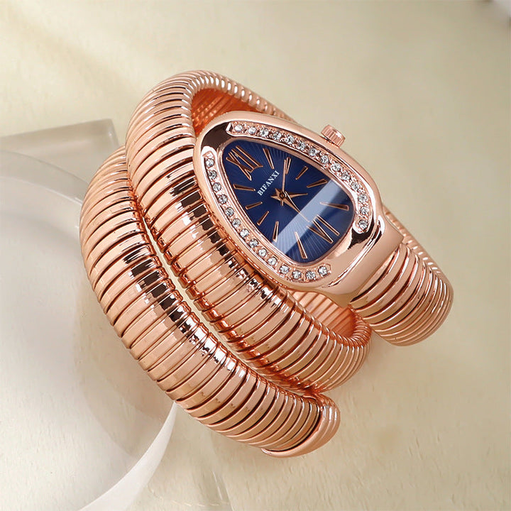 Snake Watch with Quartz Movement and Personalized Bracelet