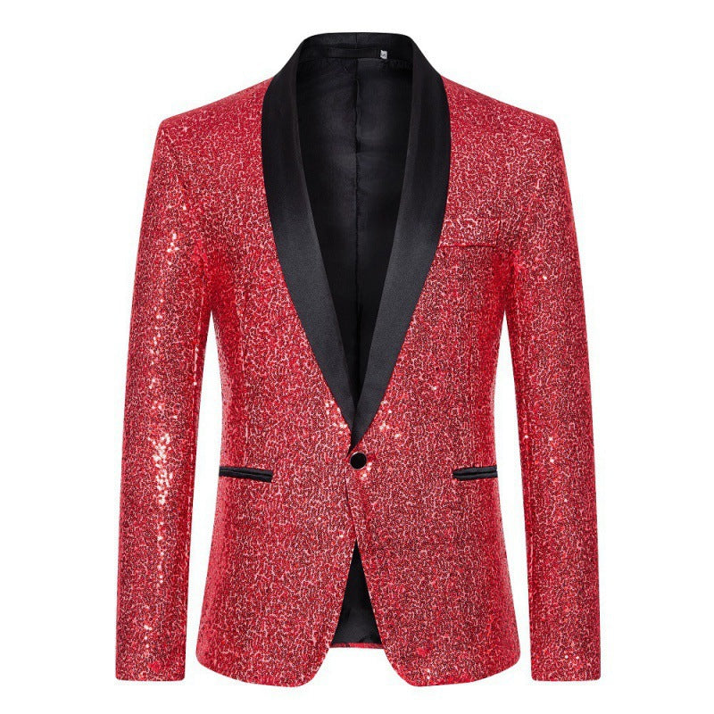 Men's Sequin Blazer with Shawl Collar