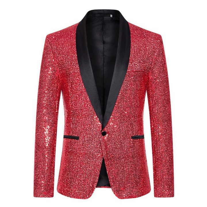 Men's Sequin Blazer with Shawl Collar