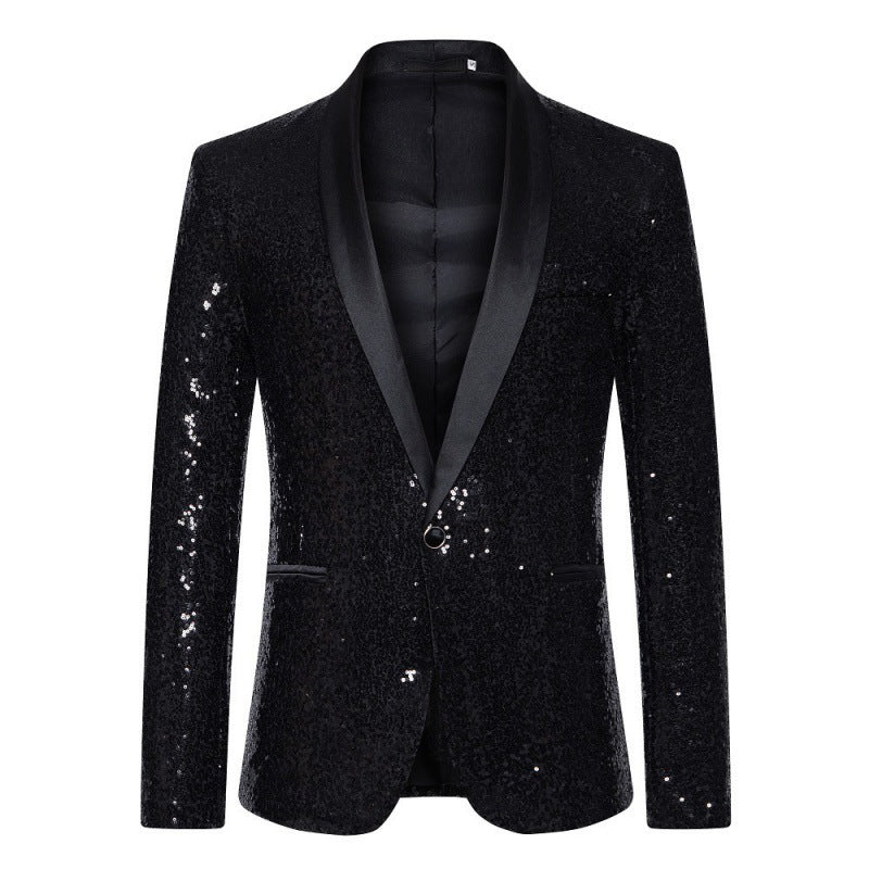 Men's Sequin Blazer with Shawl Collar