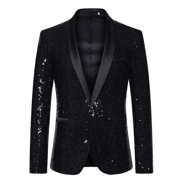 Men's Sequin Blazer with Shawl Collar