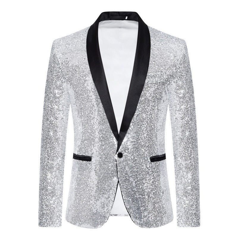 Men's Sequin Blazer with Shawl Collar