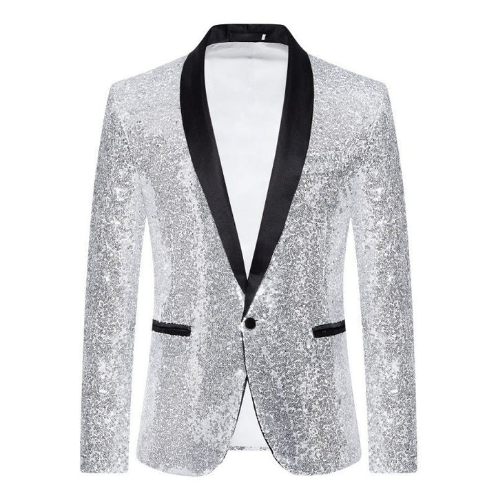 Men's Sequin Blazer with Shawl Collar
