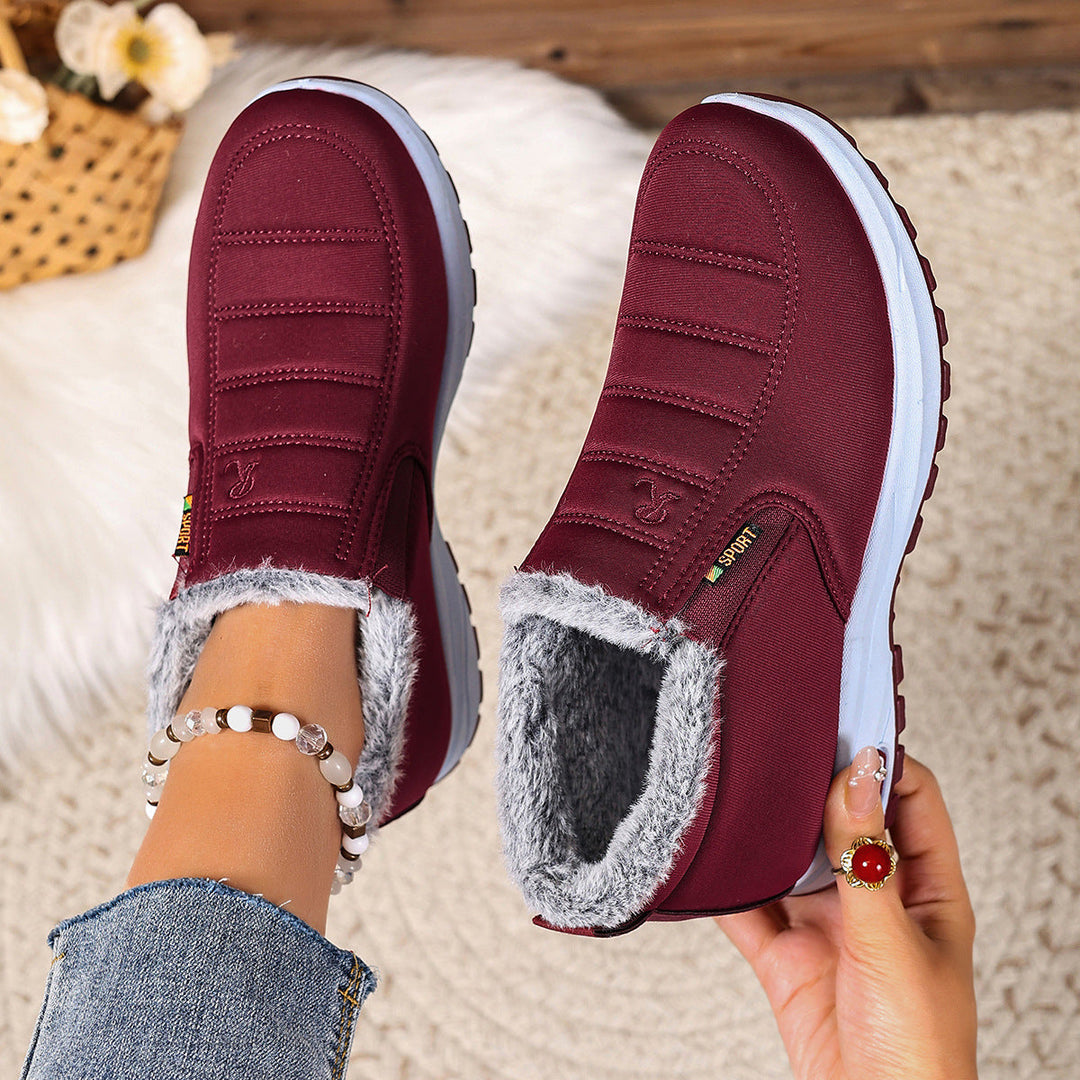 Women's Winter Slip-On Sneakers, Warm Lining & Non-Slip Sole, Plus Sizes