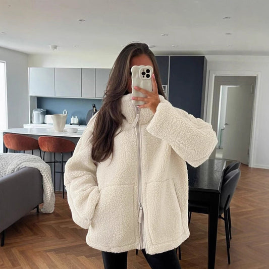 Women's Oversized Fleece Jacket - Soft, Warm & Casual