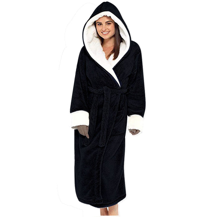 Women's Cozy Fleece Robe with Hood and Belt